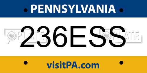 236ESS Pennsylvania License Plate