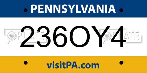 236OY4 Pennsylvania License Plate