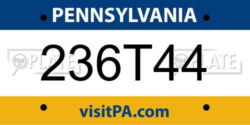 236T44 Pennsylvania License Plate