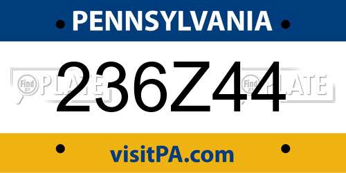 236Z44 Pennsylvania License Plate