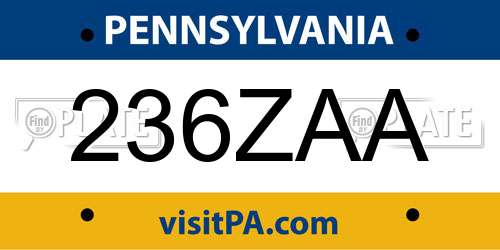 236ZAA Pennsylvania License Plate
