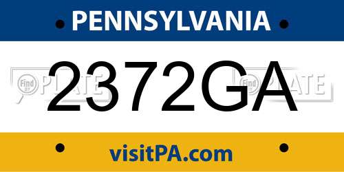 2372GA Pennsylvania License Plate