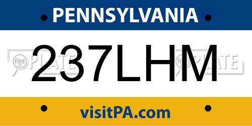 237LHM Pennsylvania License Plate