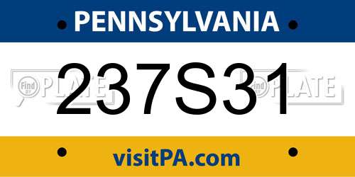 237S31 Pennsylvania License Plate