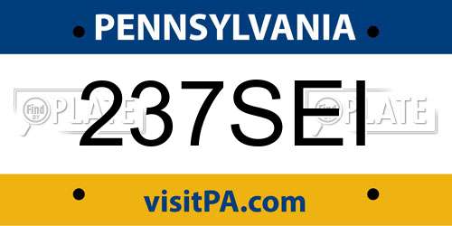 237SEI Pennsylvania License Plate