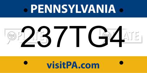 237TG4 Pennsylvania License Plate