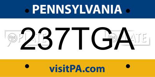 237TGA Pennsylvania License Plate