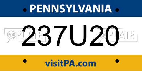 237U20 Pennsylvania License Plate