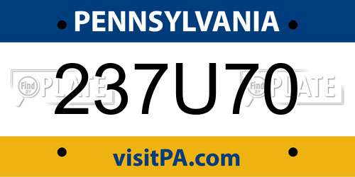 237U70 Pennsylvania License Plate