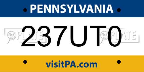 237UT0 Pennsylvania License Plate