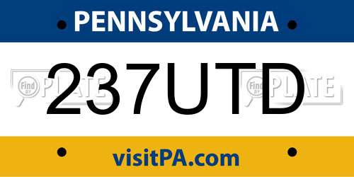 237UTD Pennsylvania License Plate