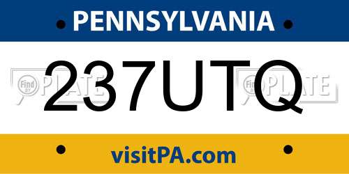 237UTQ Pennsylvania License Plate