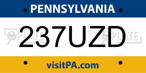 237UZD Pennsylvania License Plate