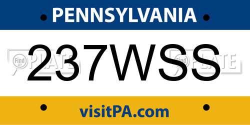 237WSS Pennsylvania License Plate