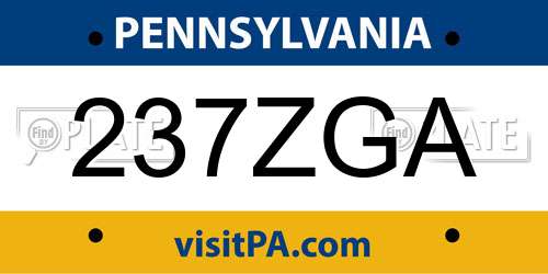 237ZGA Pennsylvania License Plate