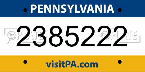 2385222 Pennsylvania License Plate