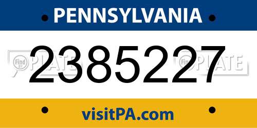 2385227 Pennsylvania License Plate