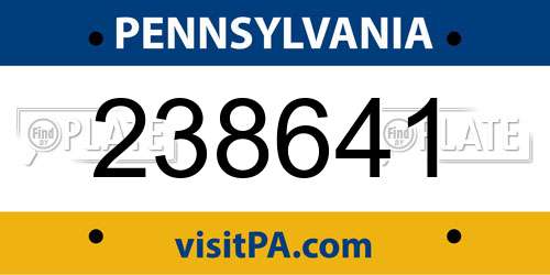 238641 Pennsylvania License Plate