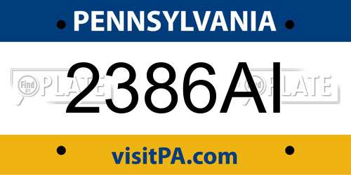 2386AI Pennsylvania License Plate
