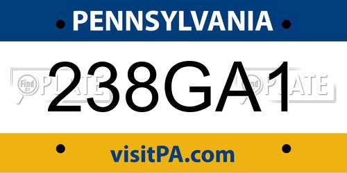 238GA1 Pennsylvania License Plate