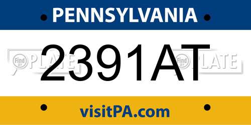 2391AT Pennsylvania License Plate
