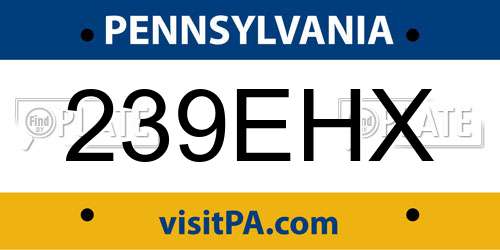 239EHX Pennsylvania License Plate