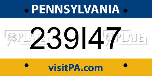 239I47 Pennsylvania License Plate
