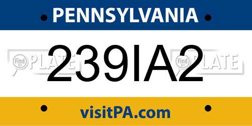 239IA2 Pennsylvania License Plate