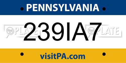 239IA7 Pennsylvania License Plate