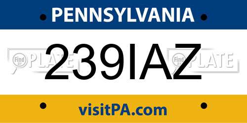 239IAZ Pennsylvania License Plate