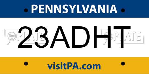 23ADHT Pennsylvania License Plate