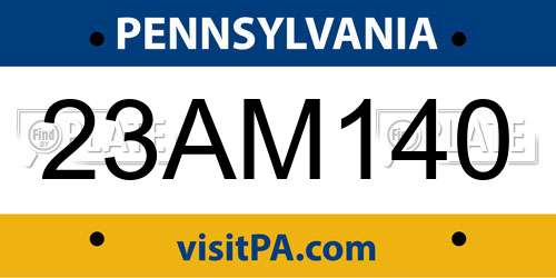 23AM140 Pennsylvania License Plate