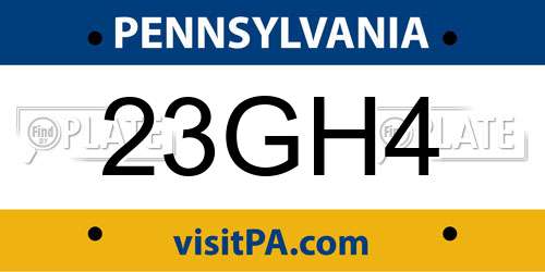 23GH4 Pennsylvania License Plate