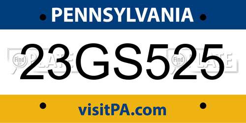 23GS525 Pennsylvania License Plate