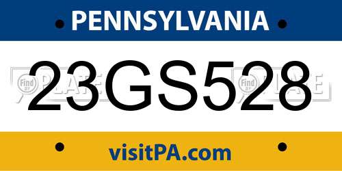 23GS528 Pennsylvania License Plate