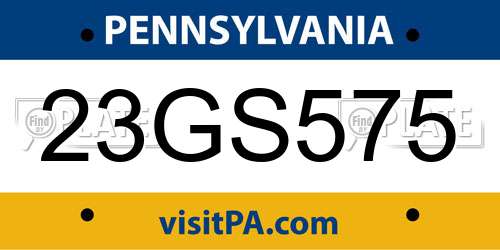 23GS575 Pennsylvania License Plate