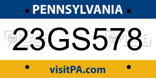 23GS578 Pennsylvania License Plate