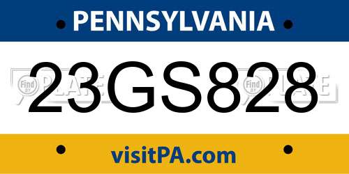 23GS828 Pennsylvania License Plate