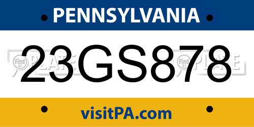 23GS878 Pennsylvania License Plate