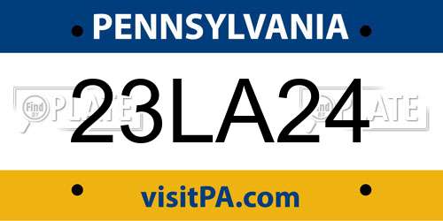 23LA24 Pennsylvania License Plate