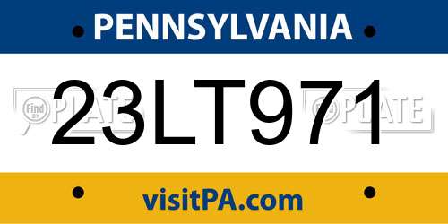 23LT971 Pennsylvania License Plate
