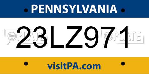 23LZ971 Pennsylvania License Plate