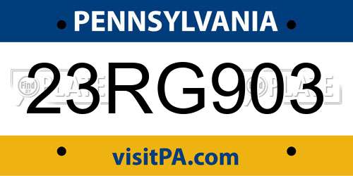 23RG903 Pennsylvania License Plate