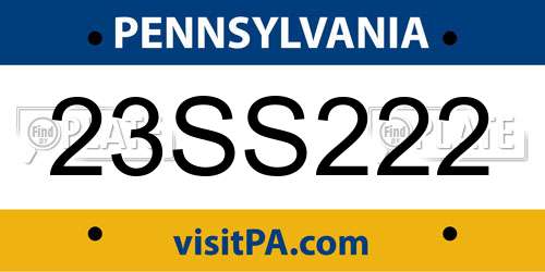 23SS222 Pennsylvania License Plate
