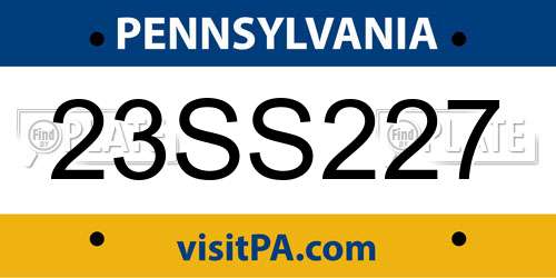 23SS227 Pennsylvania License Plate