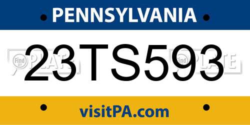23TS593 Pennsylvania License Plate