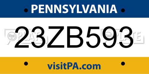 23ZB593 Pennsylvania License Plate