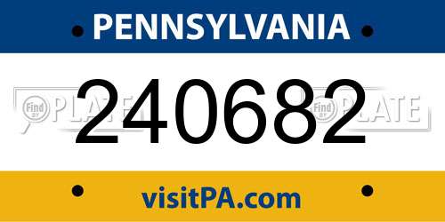 240682 Pennsylvania License Plate