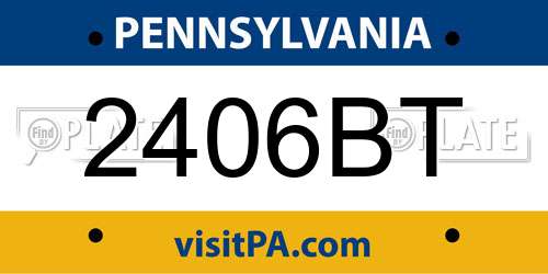 2406BT Pennsylvania License Plate