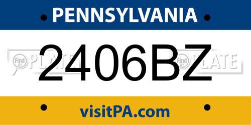 2406BZ Pennsylvania License Plate